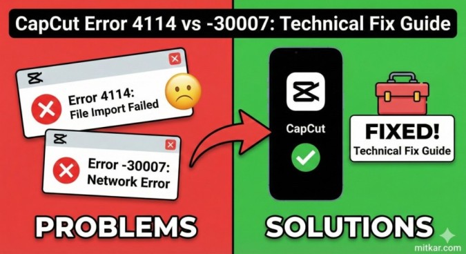 Fix CapCut Error 4114 vs -30007 (Technical Guide)